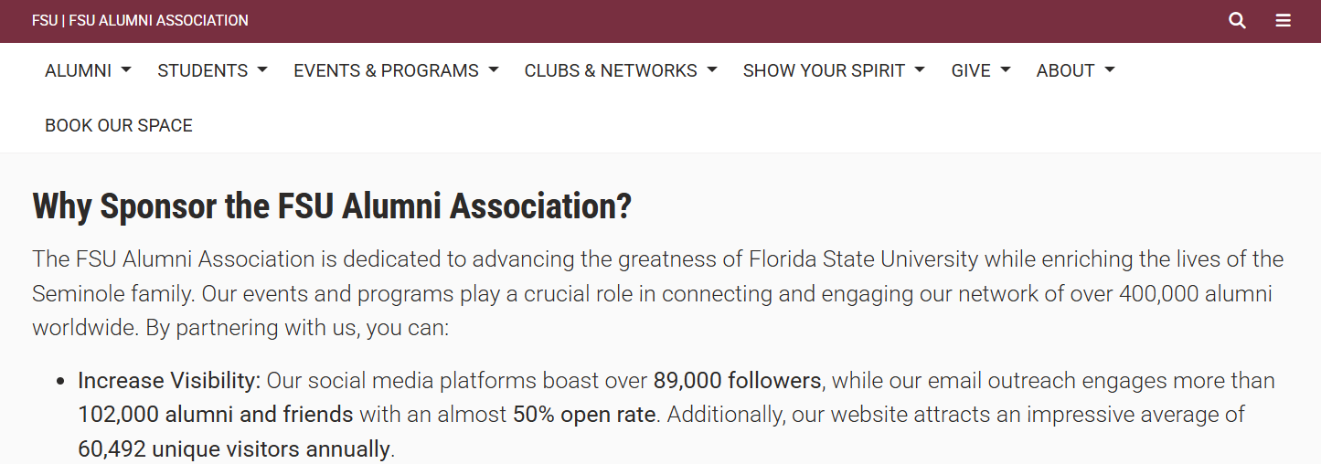 Getting corporate sponsors for university events by demonstrating value by tracking KPIs.