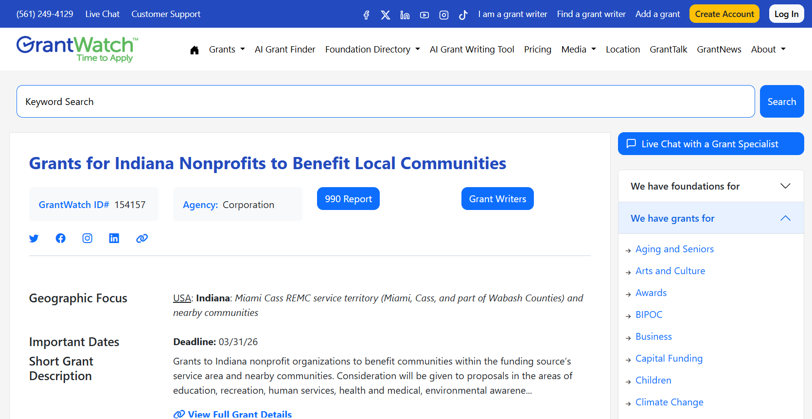 GrantWatch is a top tool for finding corporate sponsorships and grants.